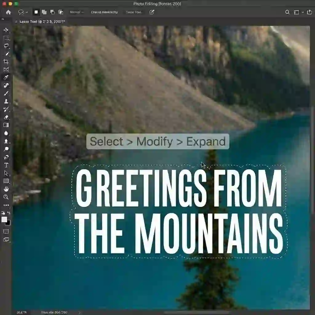 Expanding the selection slightly helps Photoshop better replace edges when you photoshop remove text from image, avoiding faint outlines and ensuring complete coverage.