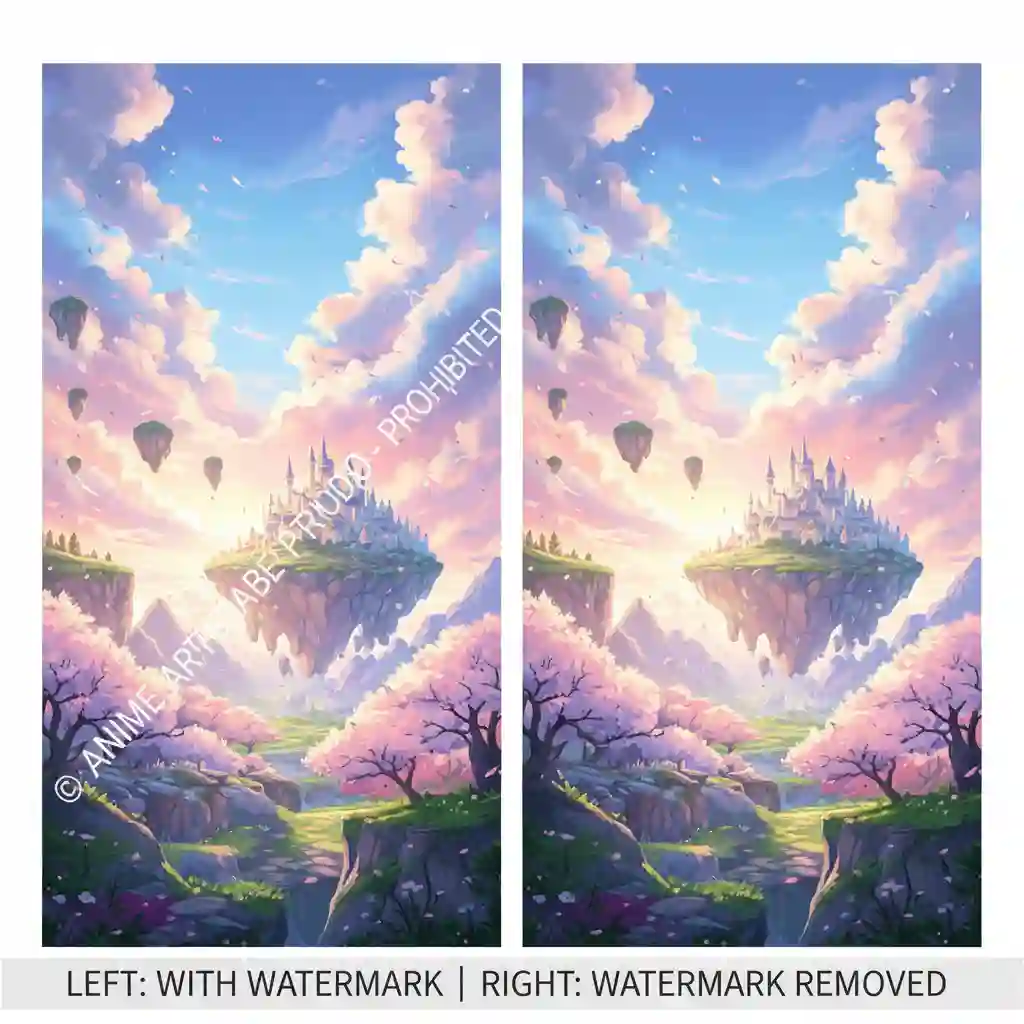 Wallpaper or social post example showing AI Remove Text from Image restoring aesthetics by erasing intrusive captions or watermarks without degrading color gradients or fine details.