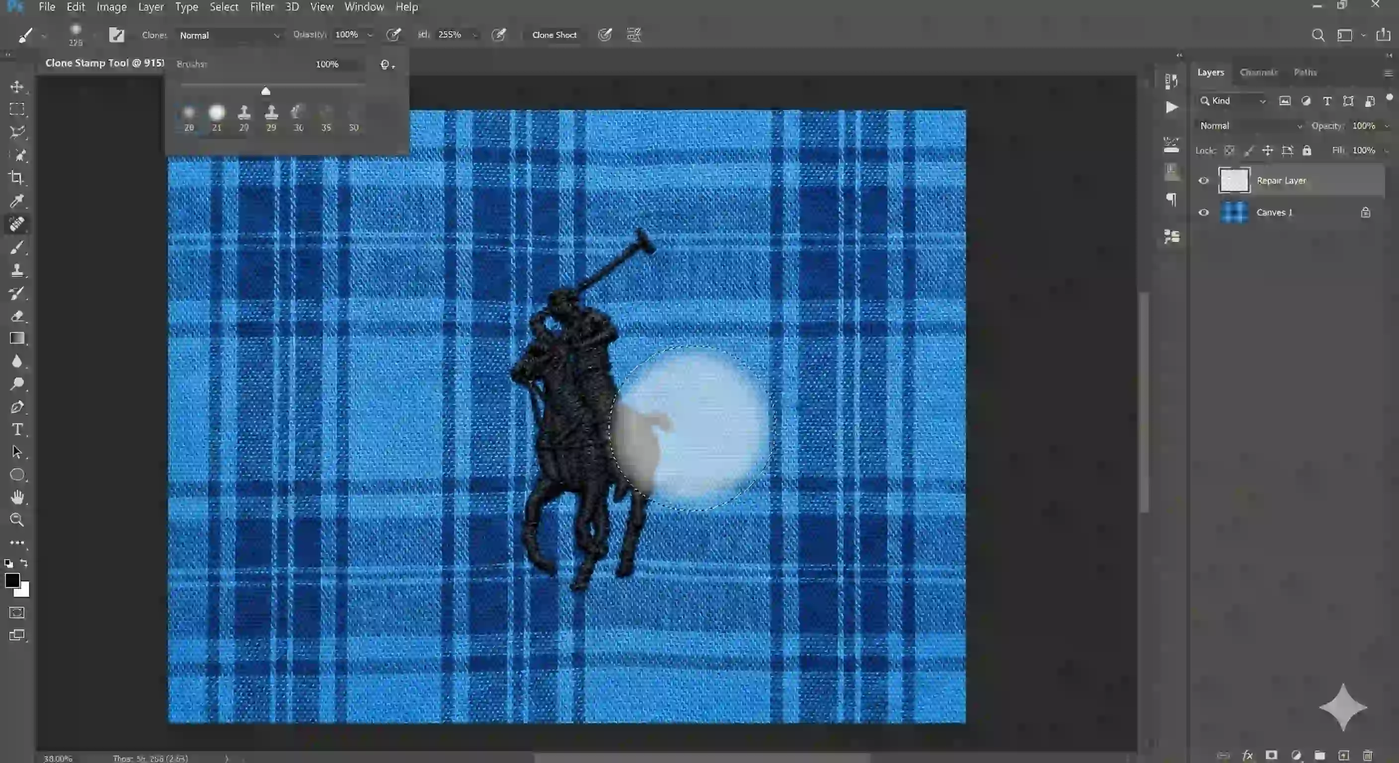 Painting over unwanted text with the Clone Stamp; change sources frequently to remove text from image photoshop cleanly, avoiding repetition patterns and delivering natural, consistent restoration without visible seams.