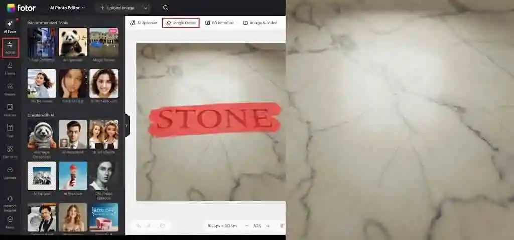Fotor removal result demonstrating AI-powered inpainting to remove text from image ai free while maintaining natural textures and edges, suitable for product photos and marketing visuals.